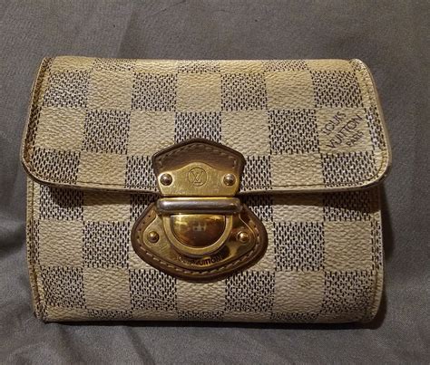 best price pre owned louis vuitton azur damier wallet